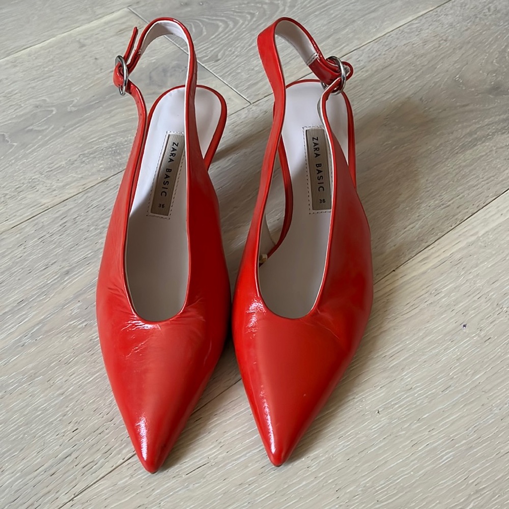 Red Zara sling back heels